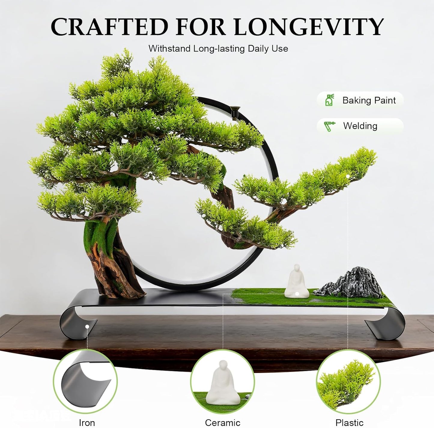 Realistic Simulation Bonsai Tree with LED Light, Zen Desktop Decoration for Home & Office, Artificial Pine Bonsai with Adjustable Brightness, for Stress Relief & Meditation