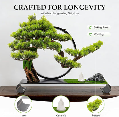 Realistic Simulation Bonsai Tree with LED Light, Zen Desktop Decoration for Home & Office, Artificial Pine Bonsai with Adjustable Brightness, for Stress Relief & Meditation