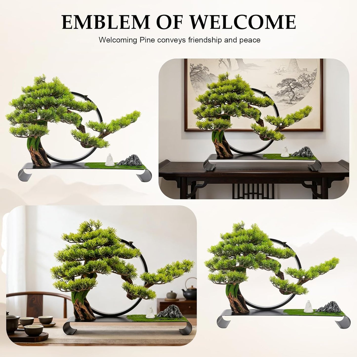 Realistic Simulation Bonsai Tree with LED Light, Zen Desktop Decoration for Home & Office, Artificial Pine Bonsai with Adjustable Brightness, for Stress Relief & Meditation
