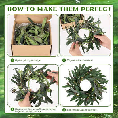 6 Pcs Green Boxwood Candle Rings Wreaths Mini Spring Summer Forsythia Wreath for Front Door Artificial Rings Wreaths with White Flowers for Pillar Porch Wall Window Farmhouse All Seasons Decor