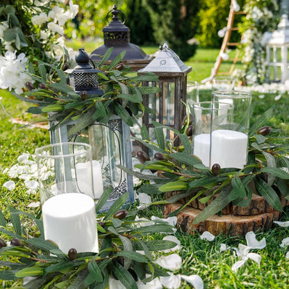 6 Pcs Green Boxwood Candle Rings Wreaths Mini Spring Summer Forsythia Wreath for Front Door Artificial Rings Wreaths with White Flowers for Pillar Porch Wall Window Farmhouse All Seasons Decor