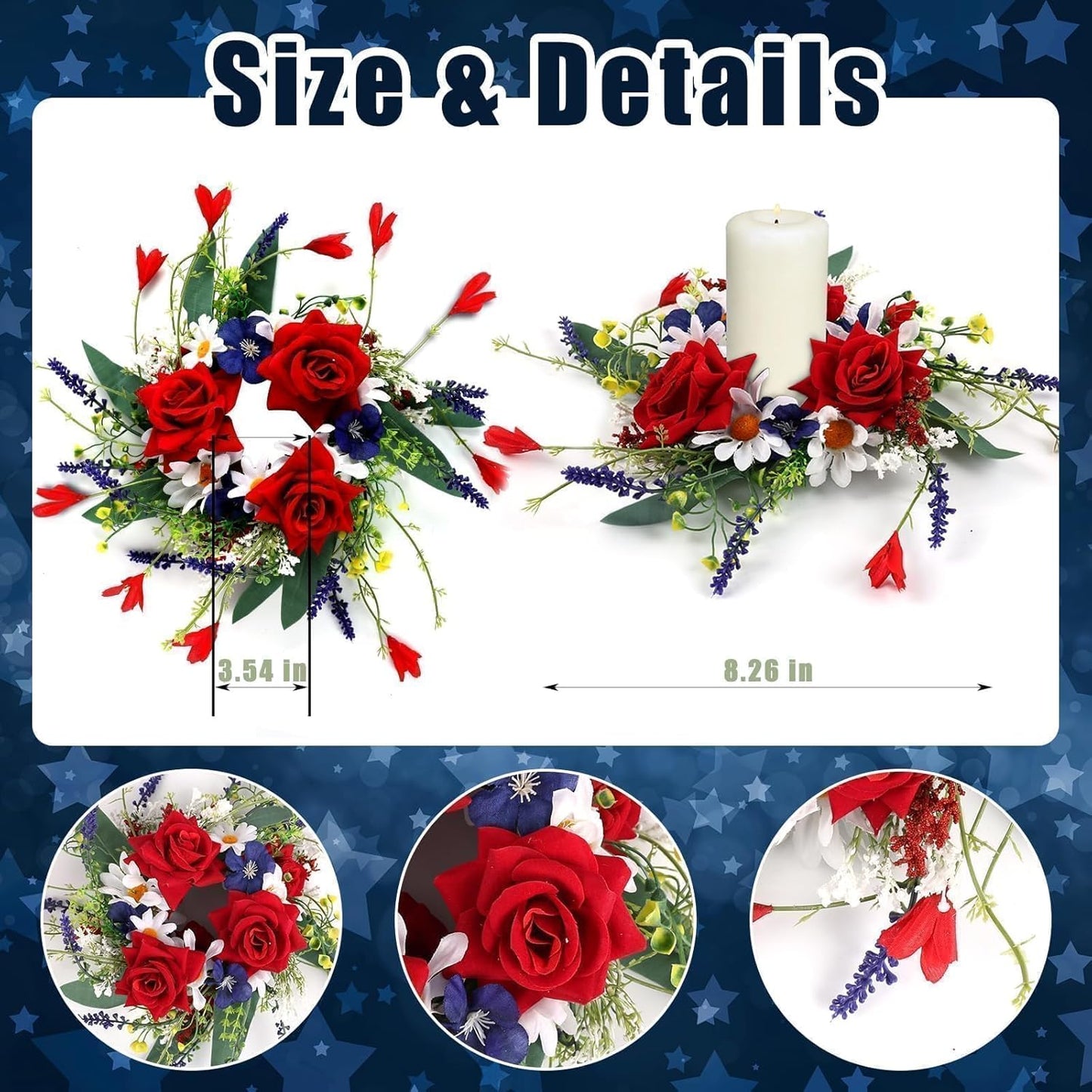6 Pcs Green Boxwood Candle Rings Wreaths Mini Spring Summer Forsythia Wreath for Front Door Artificial Rings Wreaths with White Flowers for Pillar Porch Wall Window Farmhouse All Seasons Decor