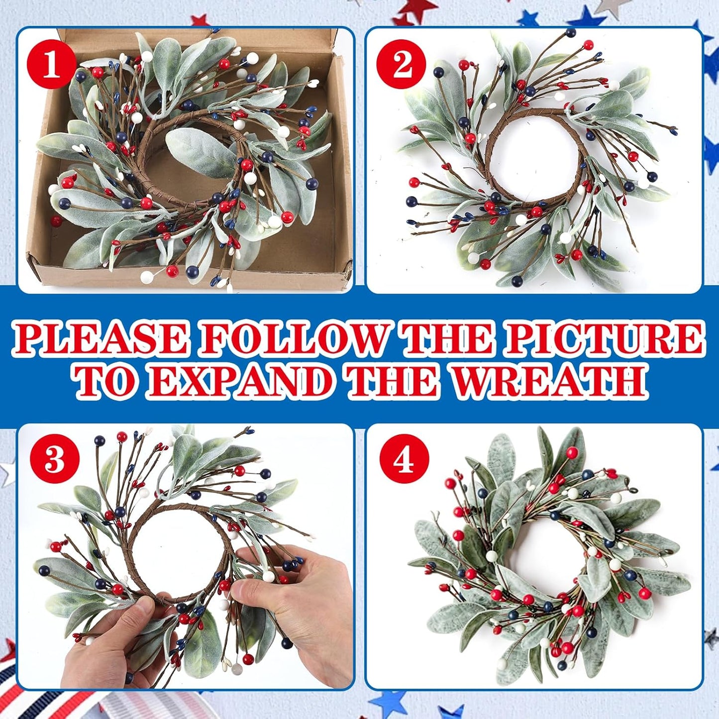 6 Pcs Green Boxwood Candle Rings Wreaths Mini Spring Summer Forsythia Wreath for Front Door Artificial Rings Wreaths with White Flowers for Pillar Porch Wall Window Farmhouse All Seasons Decor