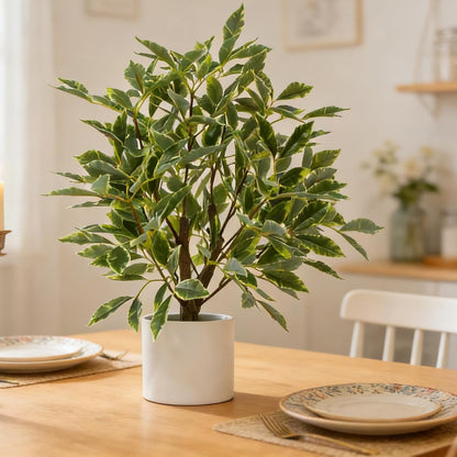 Artificial Potted Plant, 18“ Indoor Fake Lemon Tree Greenery with White Pot Faux Green Plants Lemon Citrus Branches Stems for Kitchen Office Living Room Table Desk Home Decor
