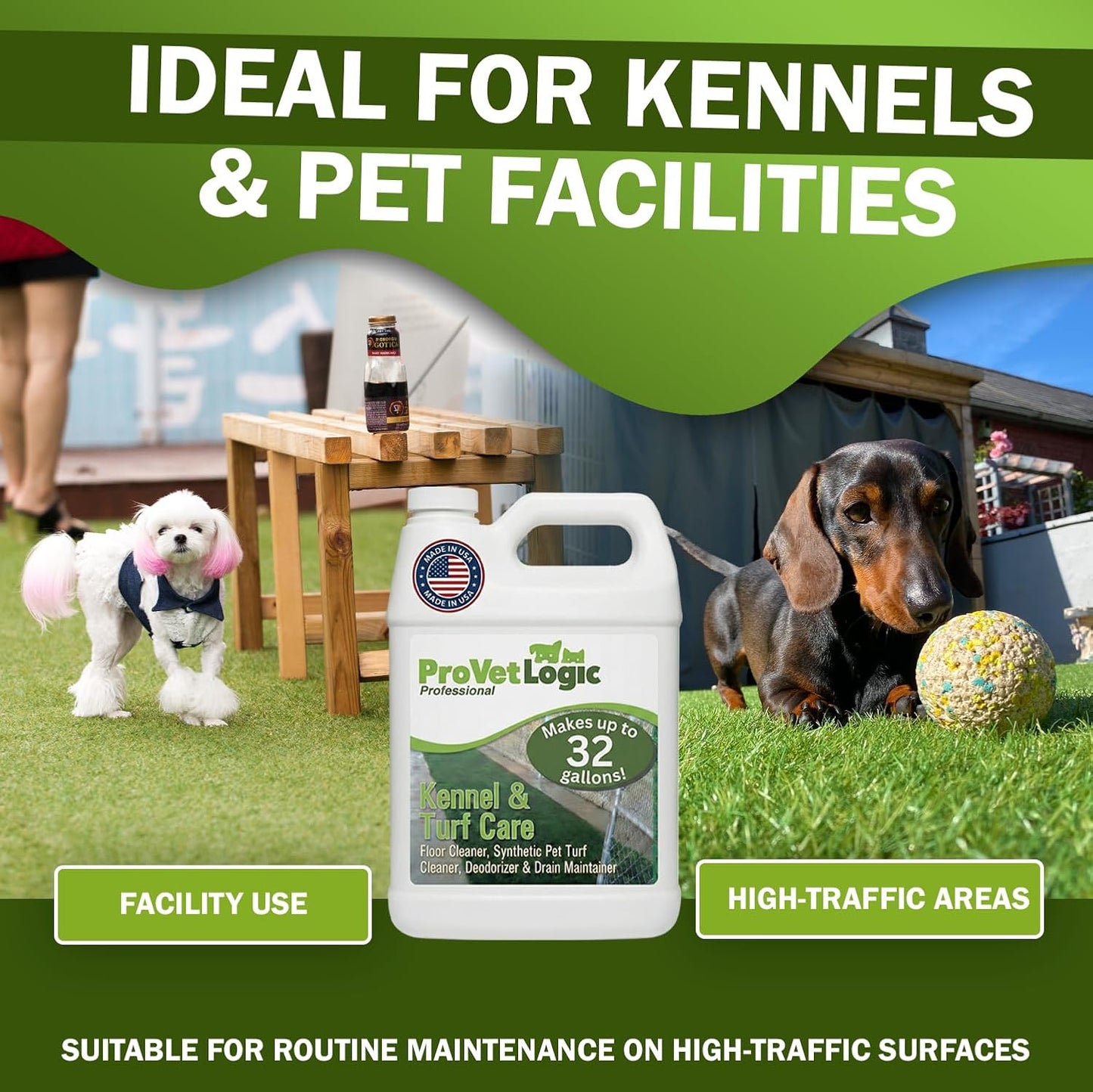 Kennel & Turf Care- Floor Cleaner, Synthetic Pet Turf Cleaner, Deodorizer & Drain Maintainer (Concentrated)- 1/2 Gallon