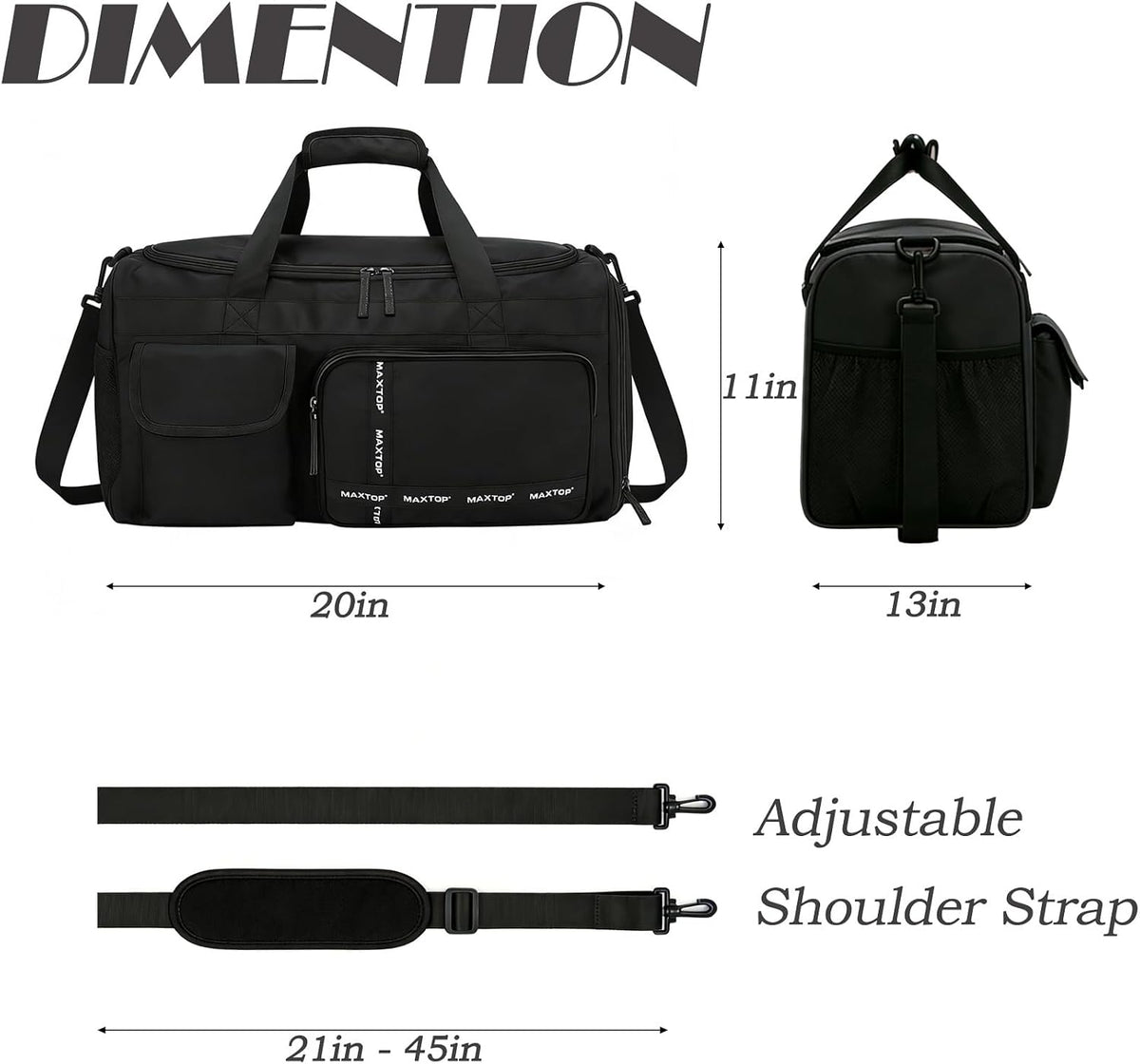 Large Gym Bag for Women Men Duffle Bag With Wet Dry Separation