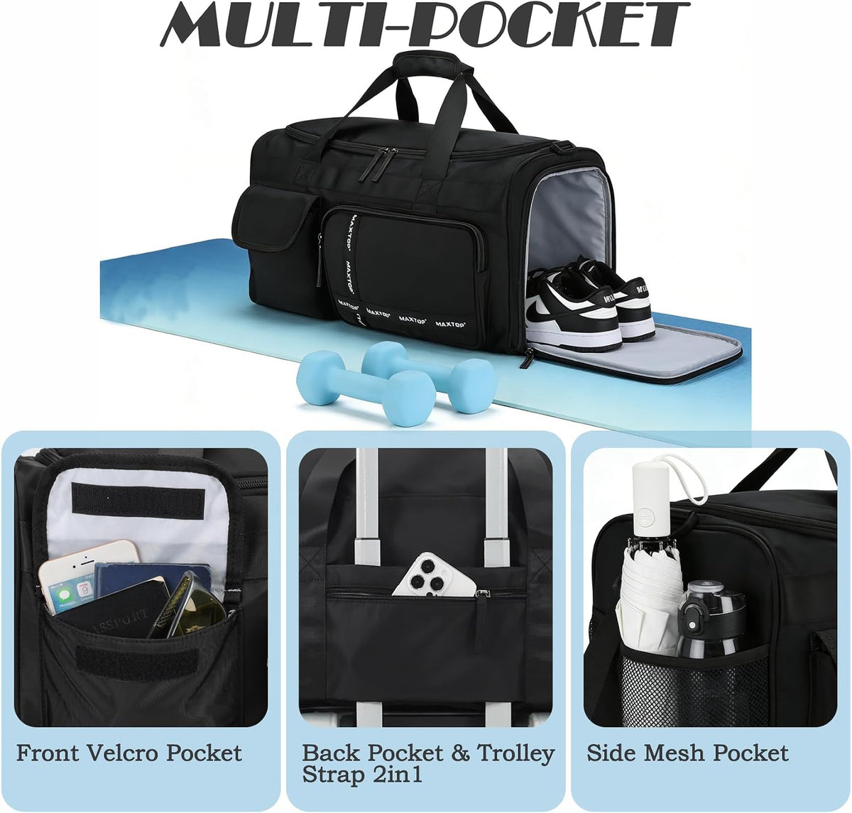 Large Gym Bag for Women Men Duffle Bag With Wet Dry Separation