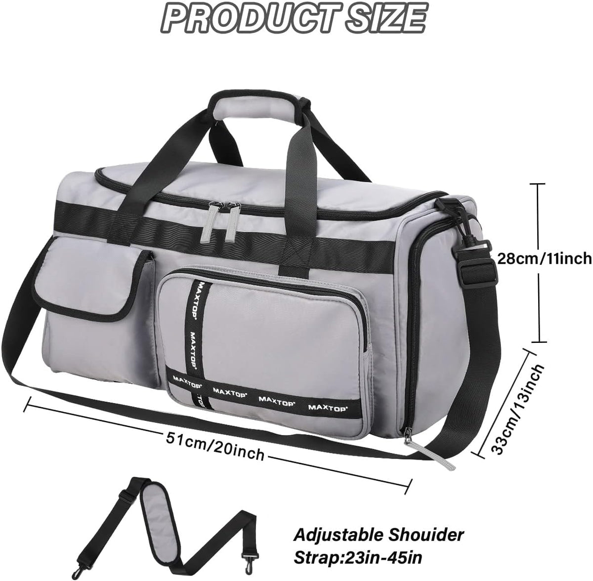 Large Gym Bag for Women Men Duffle Bag With Wet Dry Separation
