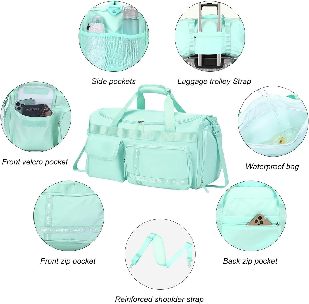 Large Gym Bag for Women Men Duffle Bag With Wet Dry Separation