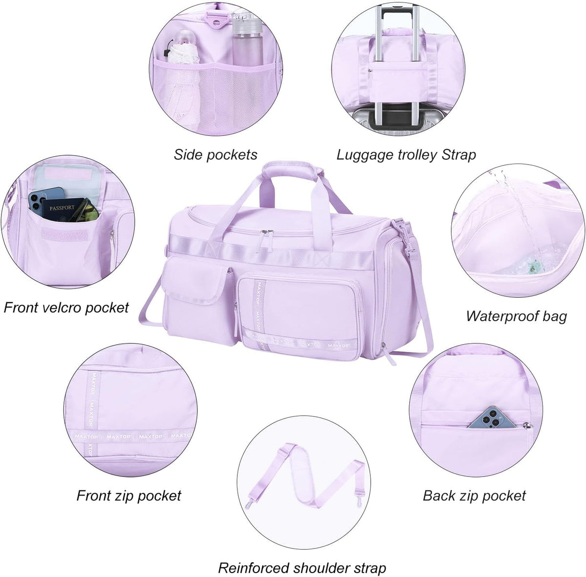 Large Gym Bag for Women Men Duffle Bag With Wet Dry Separation
