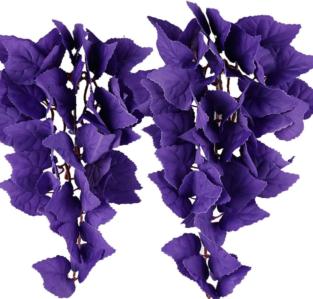 2 Pack Realistic Silk Hanging Plants for Reptile Terrarium, Non-Toxic Artificial Pink Decor, Safe Habitat for Bearded Dragons, Lizards, Geckos, Snakes & Amphibians