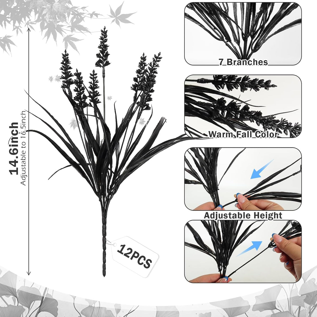12Pcs Artificial Fall Mum Flower Plant Outdoors Faux Plastic Shrub