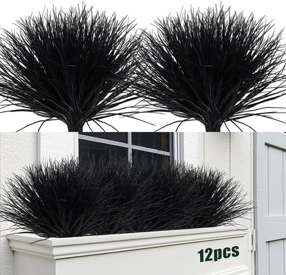 12Pcs Artificial Fall Mum Flower Plant Outdoors Faux Plastic Shrub