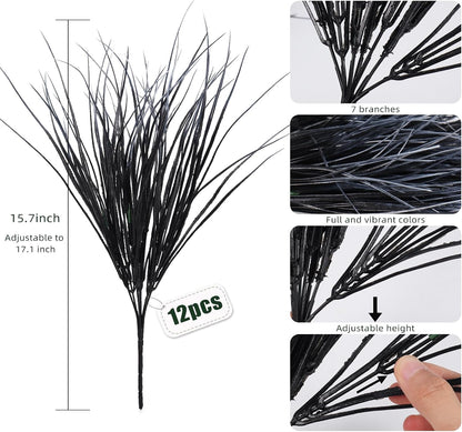 12Pcs Artificial Fall Mum Flower Plant Outdoors Faux Plastic Shrub