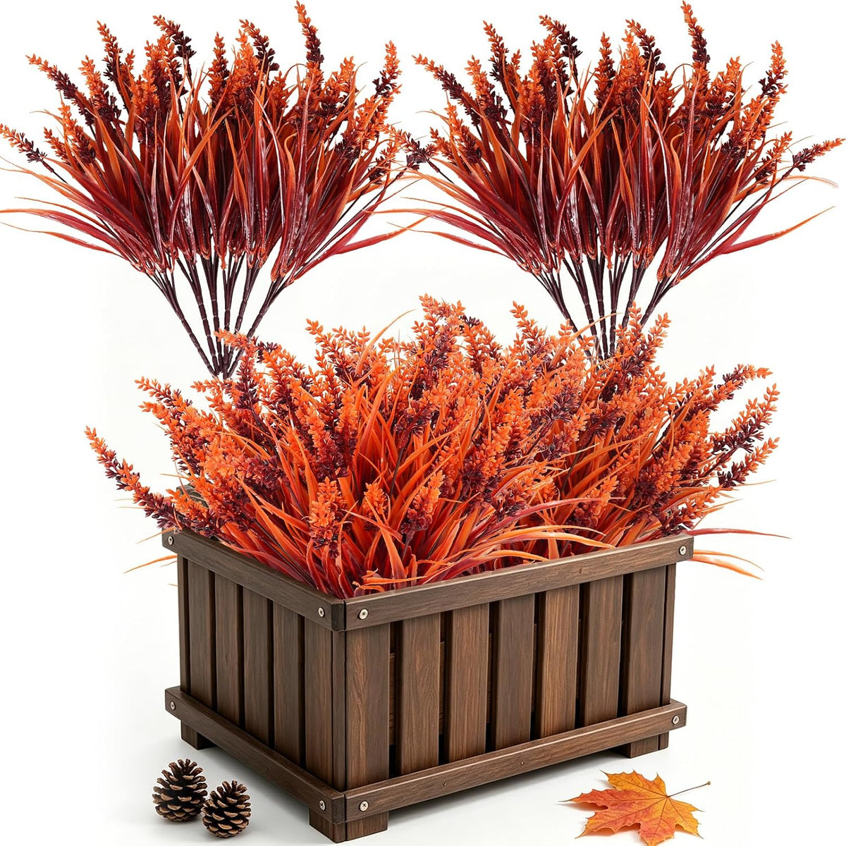 12Pcs Artificial Fall Mum Flower Plant Outdoors Faux Plastic Shrub