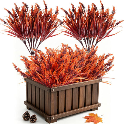 12Pcs Artificial Fall Mum Flower Plant Outdoors Faux Plastic Shrub