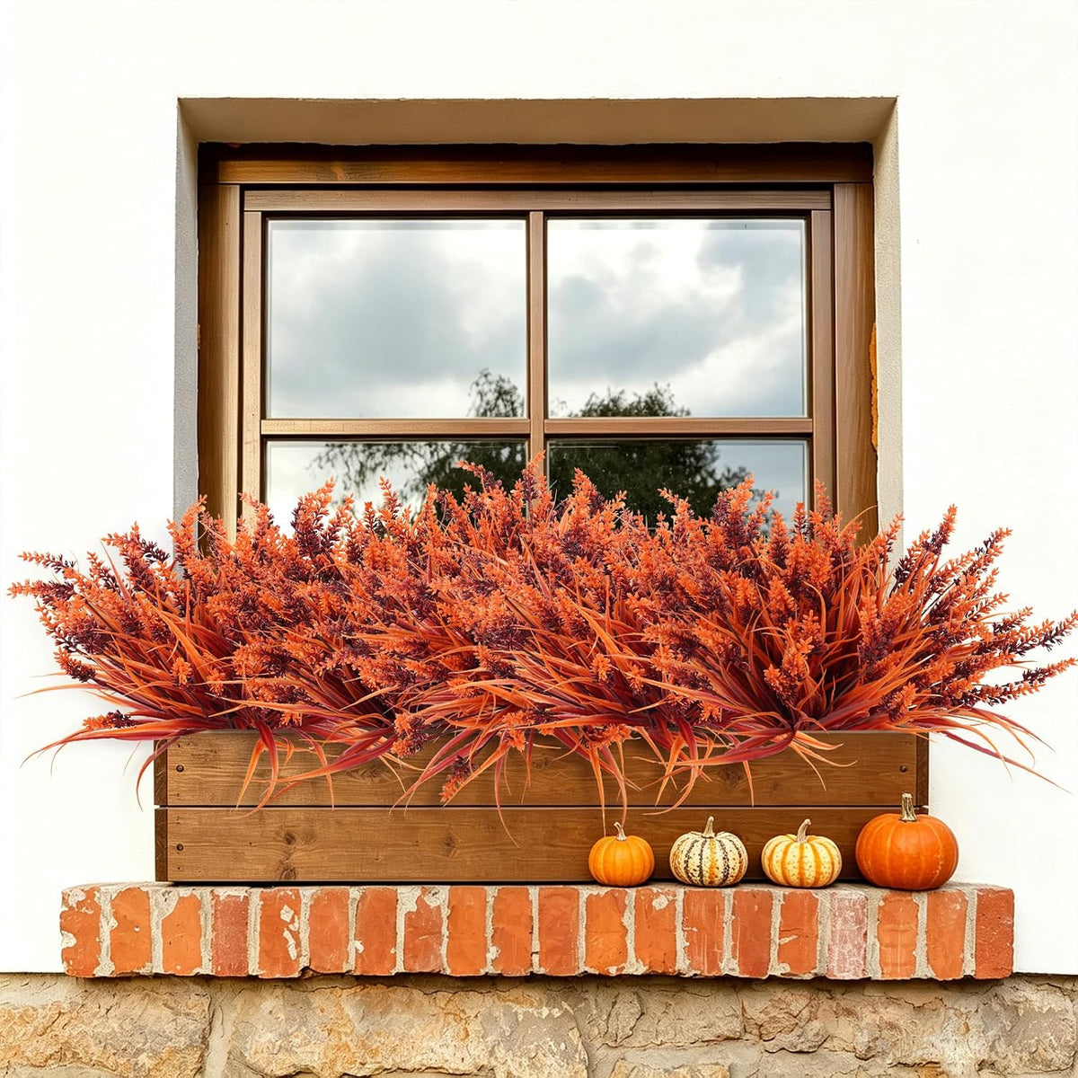12Pcs Artificial Fall Mum Flower Plant Outdoors Faux Plastic Shrub