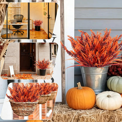 12Pcs Artificial Fall Mum Flower Plant Outdoors Faux Plastic Shrub