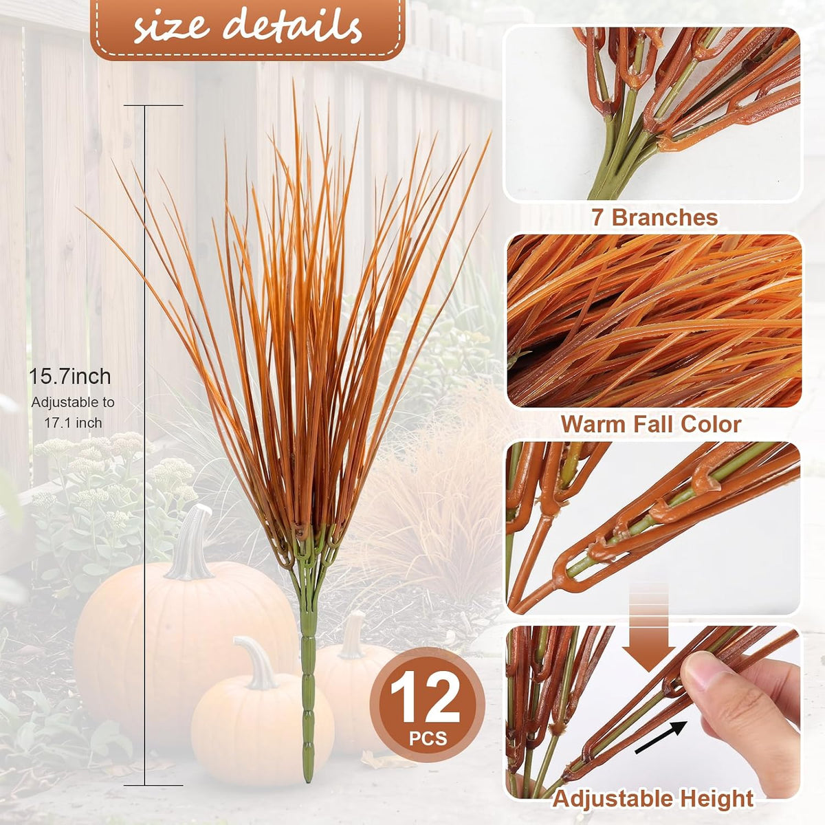 12Pcs Artificial Fall Mum Flower Plant Outdoors Faux Plastic Shrub
