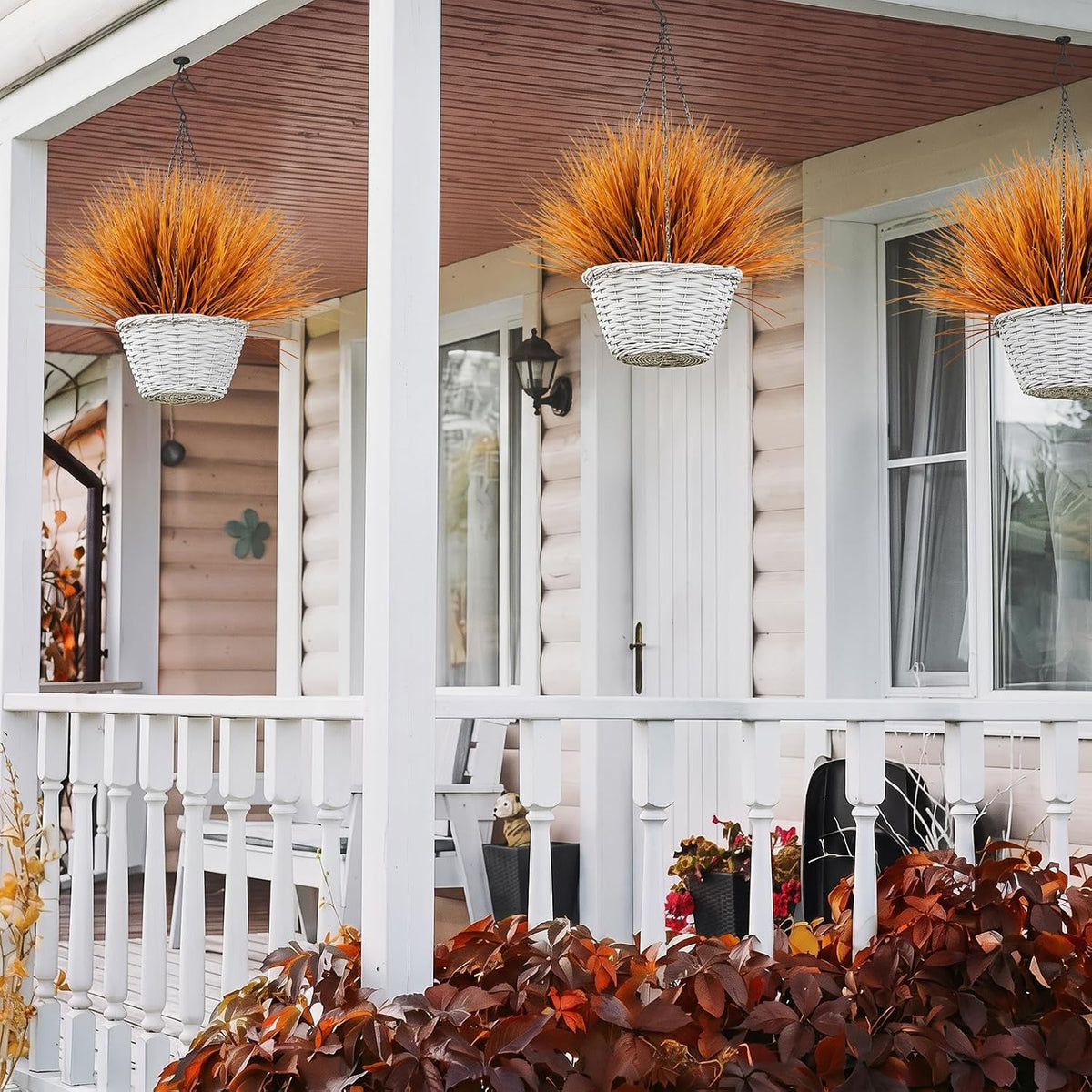 12Pcs Artificial Fall Mum Flower Plant Outdoors Faux Plastic Shrub