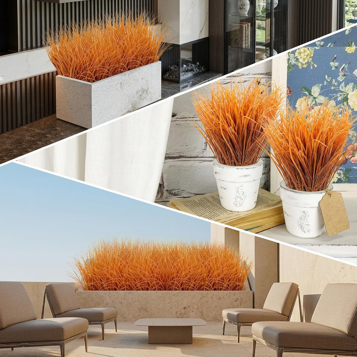 12Pcs Artificial Fall Mum Flower Plant Outdoors Faux Plastic Shrub