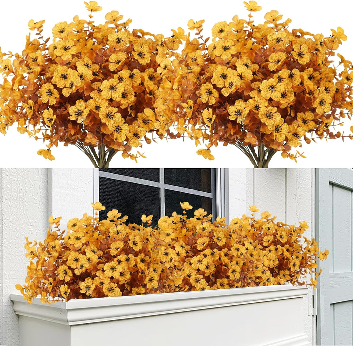 12Pcs Artificial Fall Mum Flower Plant Outdoors Faux Plastic Shrub