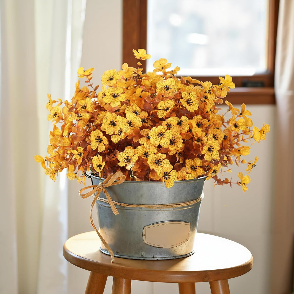 12Pcs Artificial Fall Mum Flower Plant Outdoors Faux Plastic Shrub