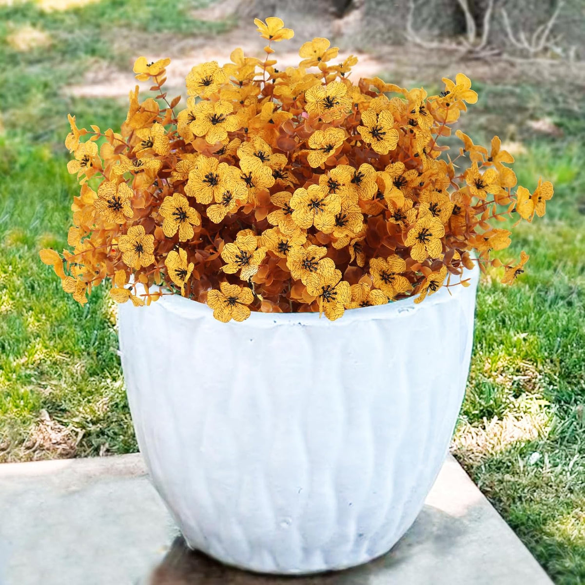 12Pcs Artificial Fall Mum Flower Plant Outdoors Faux Plastic Shrub