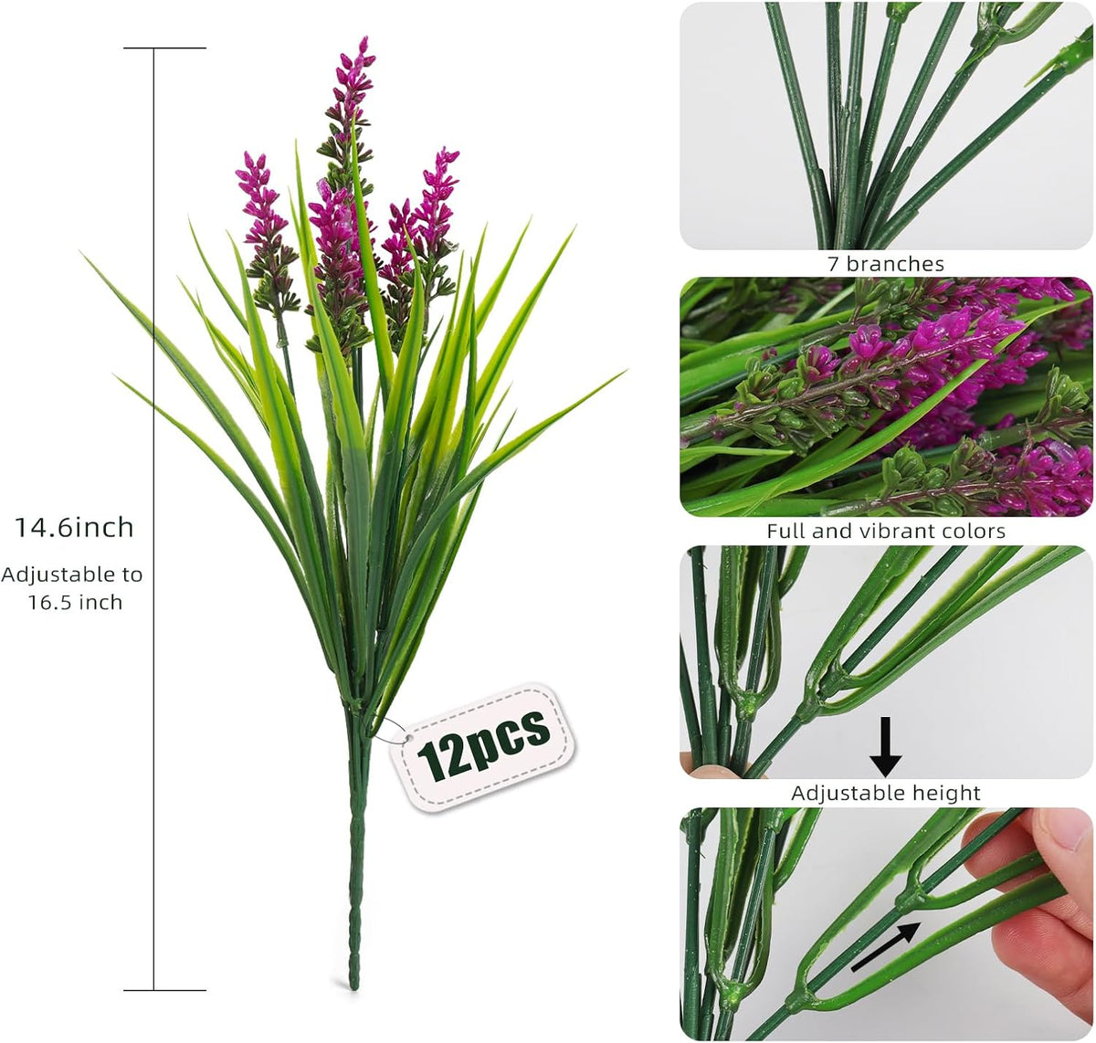 12Pcs Artificial Fall Mum Flower Plant Outdoors Faux Plastic Shrub
