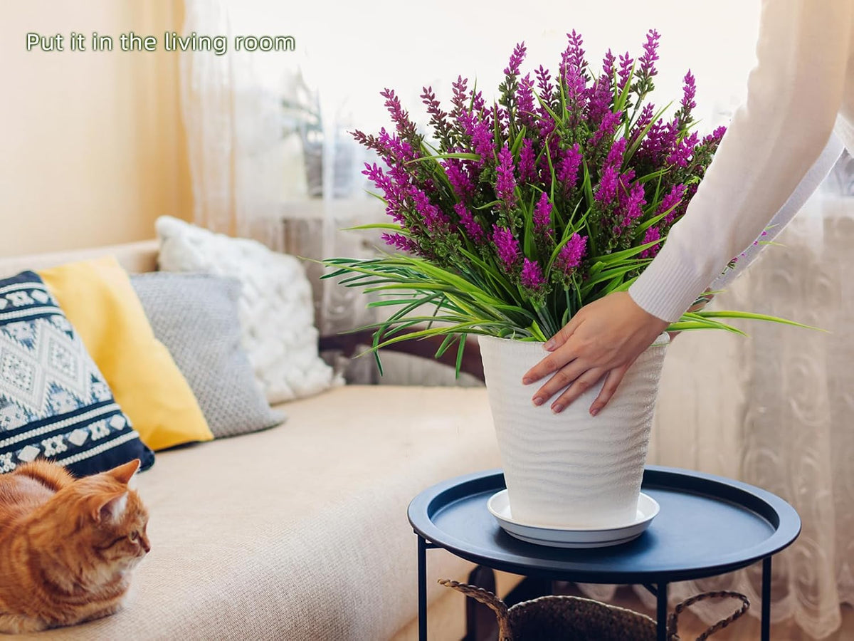 12Pcs Artificial Fall Mum Flower Plant Outdoors Faux Plastic Shrub