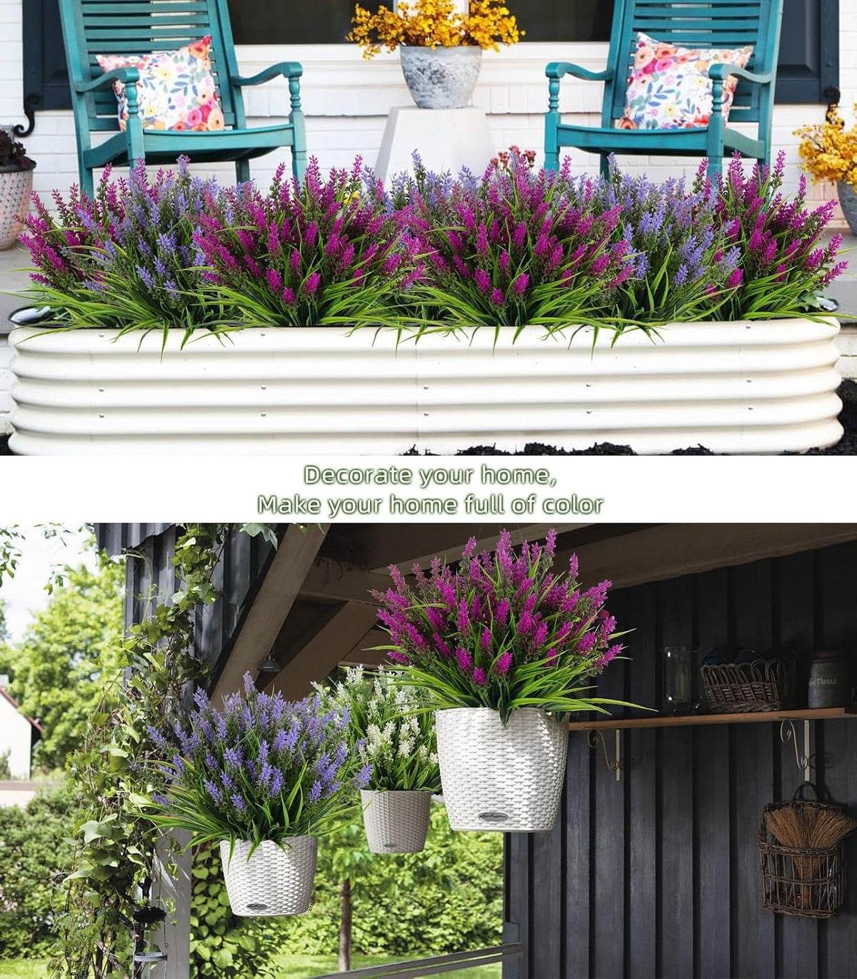 12Pcs Artificial Fall Mum Flower Plant Outdoors Faux Plastic Shrub