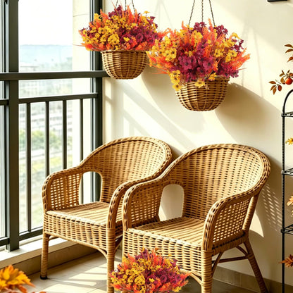 12Pcs Artificial Fall Mum Flower Plant Outdoors Faux Plastic Shrub