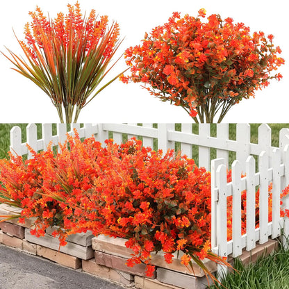 12Pcs Artificial Fall Mum Flower Plant Outdoors Faux Plastic Shrub