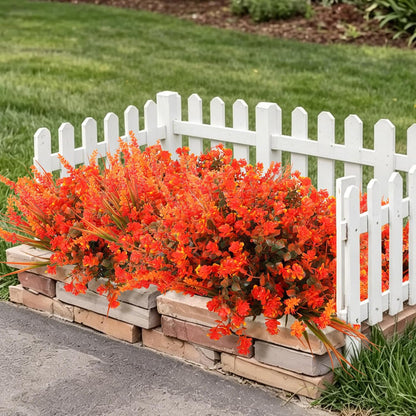 12Pcs Artificial Fall Mum Flower Plant Outdoors Faux Plastic Shrub
