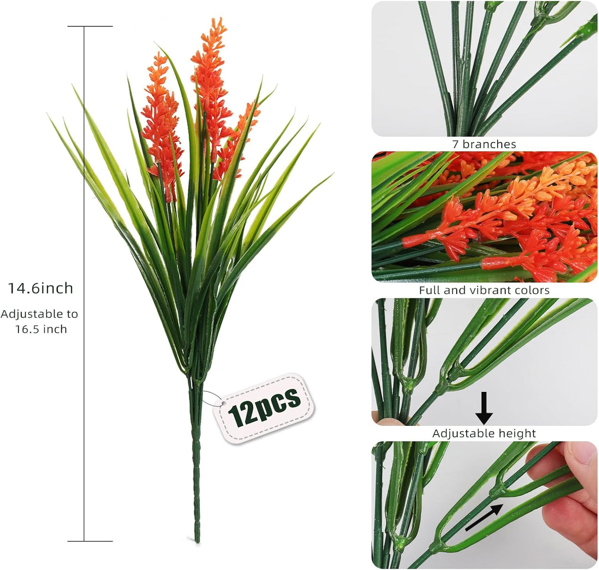 12Pcs Artificial Fall Mum Flower Plant Outdoors Faux Plastic Shrub