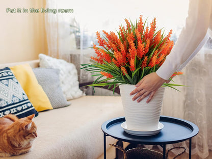 12Pcs Artificial Fall Mum Flower Plant Outdoors Faux Plastic Shrub