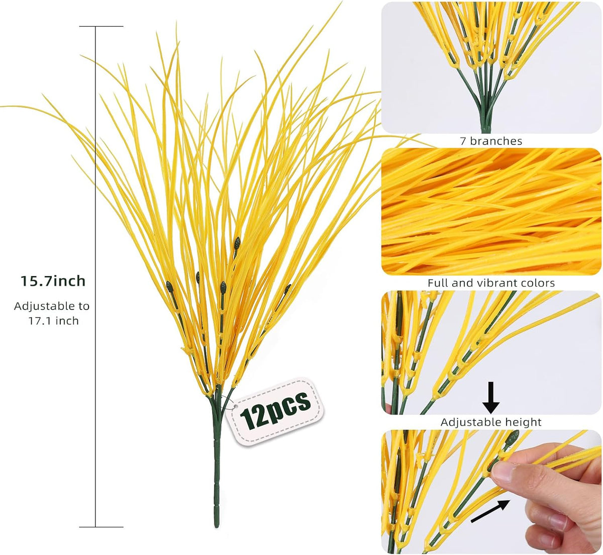 12Pcs Artificial Fall Mum Flower Plant Outdoors Faux Plastic Shrub