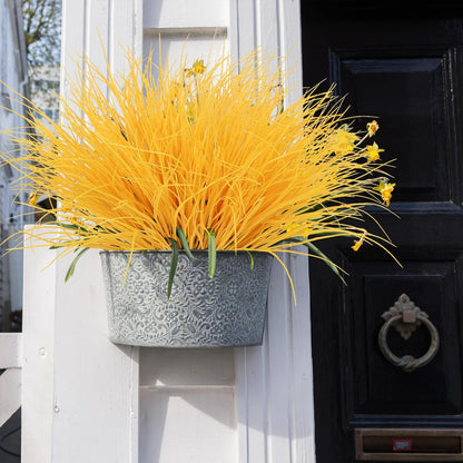 12Pcs Artificial Fall Mum Flower Plant Outdoors Faux Plastic Shrub