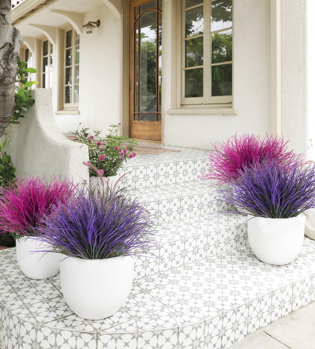 12Pcs Artificial Fall Mum Flower Plant Outdoors Faux Plastic Shrub