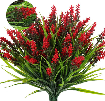 12Pcs Artificial Fall Mum Flower Plant Outdoors Faux Plastic Shrub