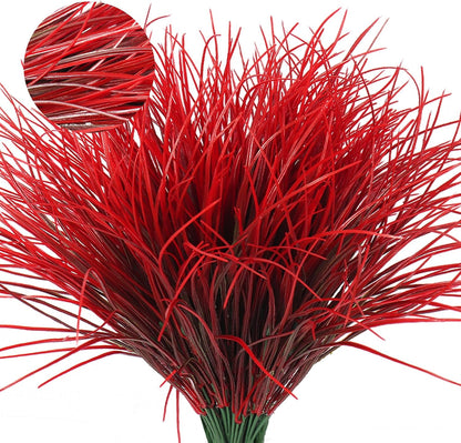 12Pcs Artificial Fall Mum Flower Plant Outdoors Faux Plastic Shrub
