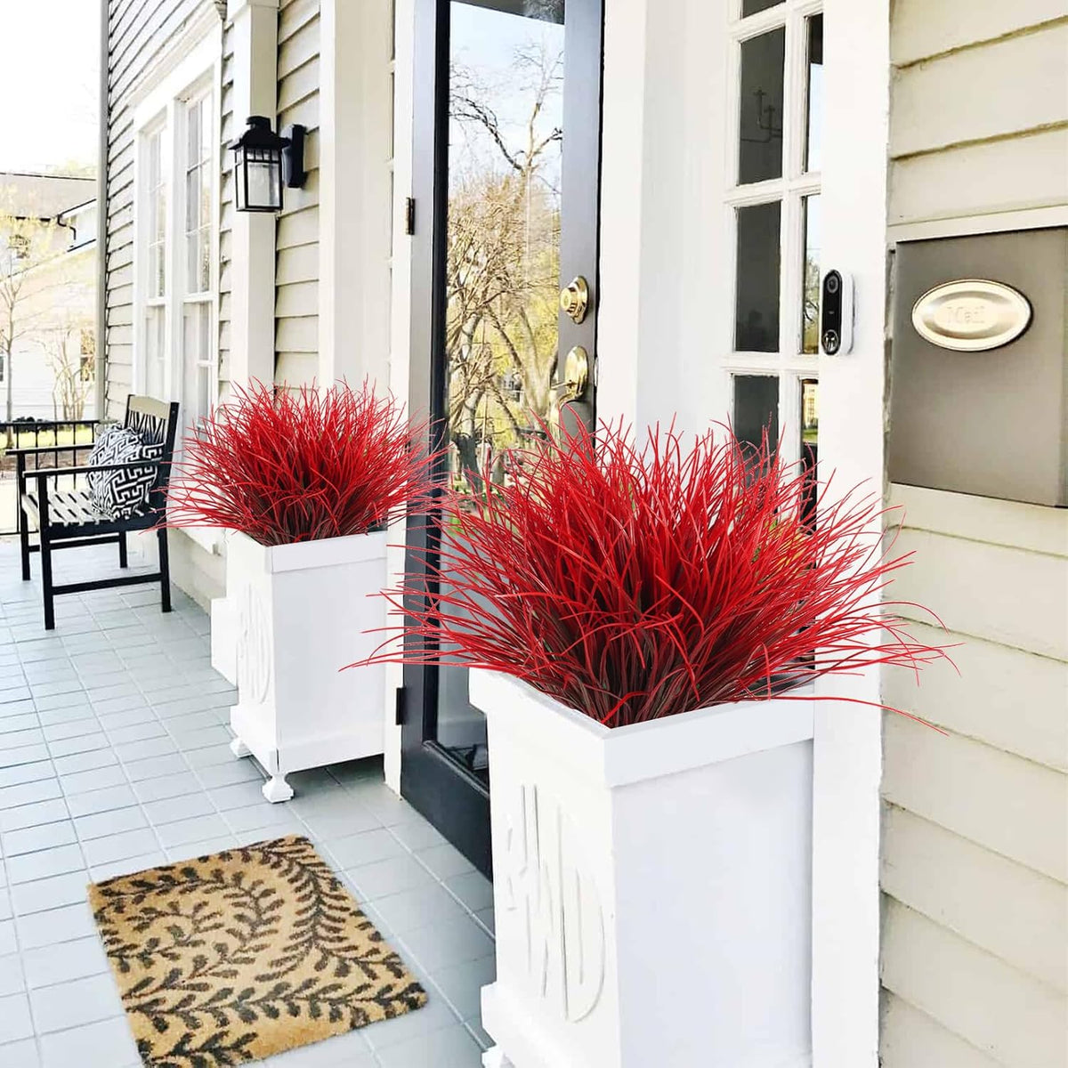 12Pcs Artificial Fall Mum Flower Plant Outdoors Faux Plastic Shrub