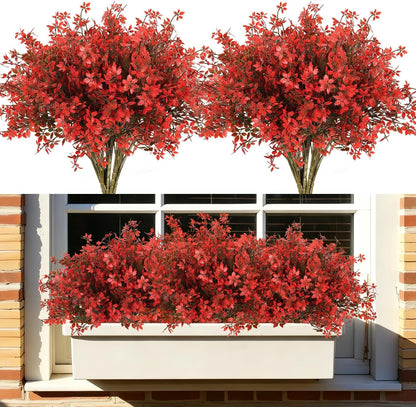 12Pcs Artificial Fall Mum Flower Plant Outdoors Faux Plastic Shrub