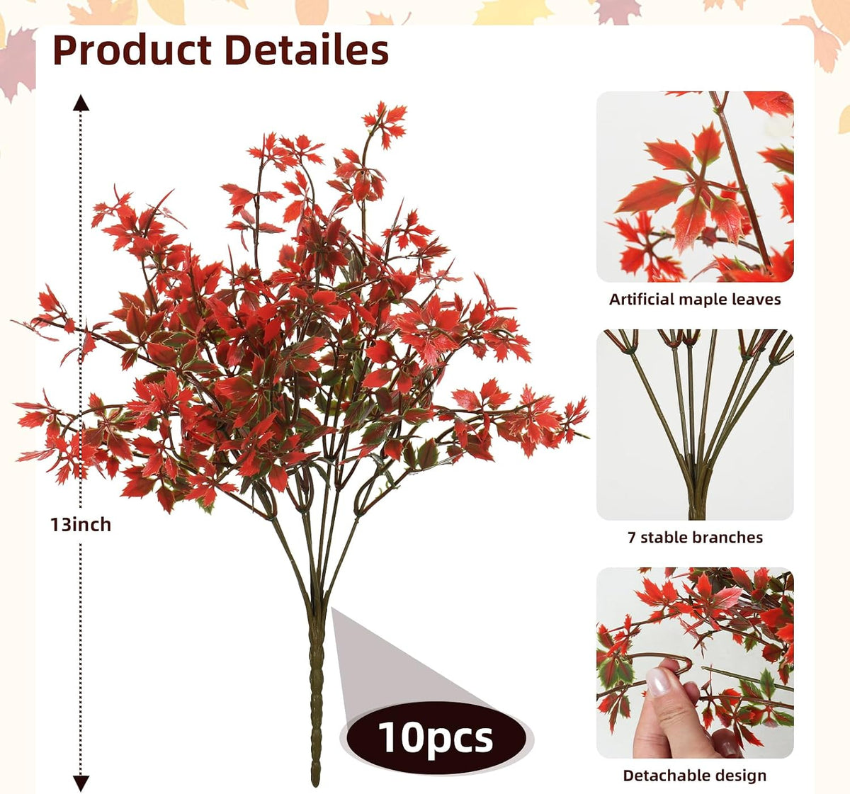 12Pcs Artificial Fall Mum Flower Plant Outdoors Faux Plastic Shrub
