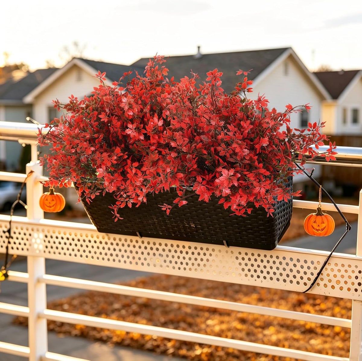 12Pcs Artificial Fall Mum Flower Plant Outdoors Faux Plastic Shrub