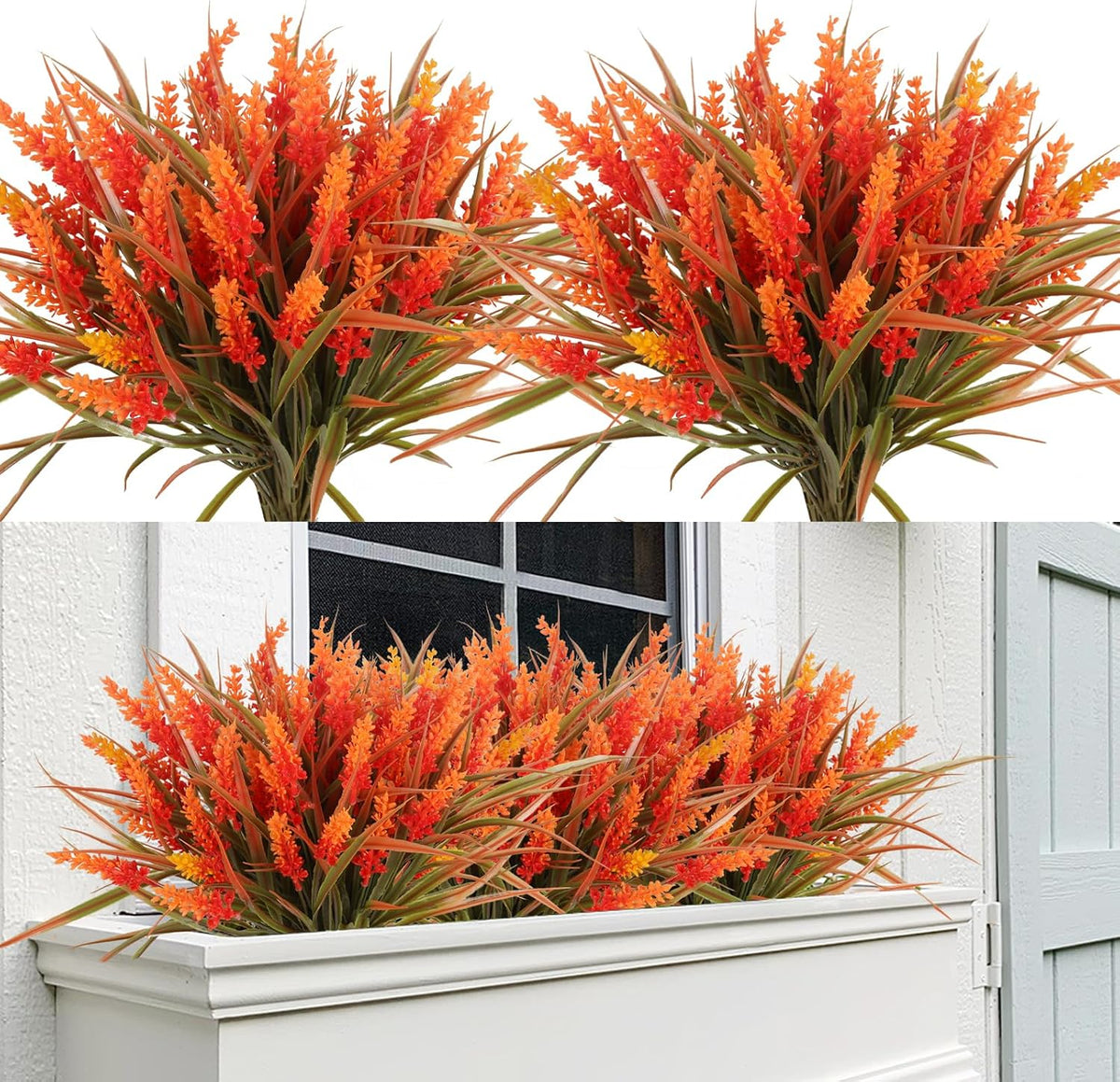 12Pcs Artificial Fall Mum Flower Plant Outdoors Faux Plastic Shrub