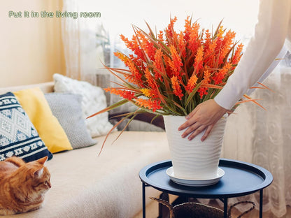12Pcs Artificial Fall Mum Flower Plant Outdoors Faux Plastic Shrub