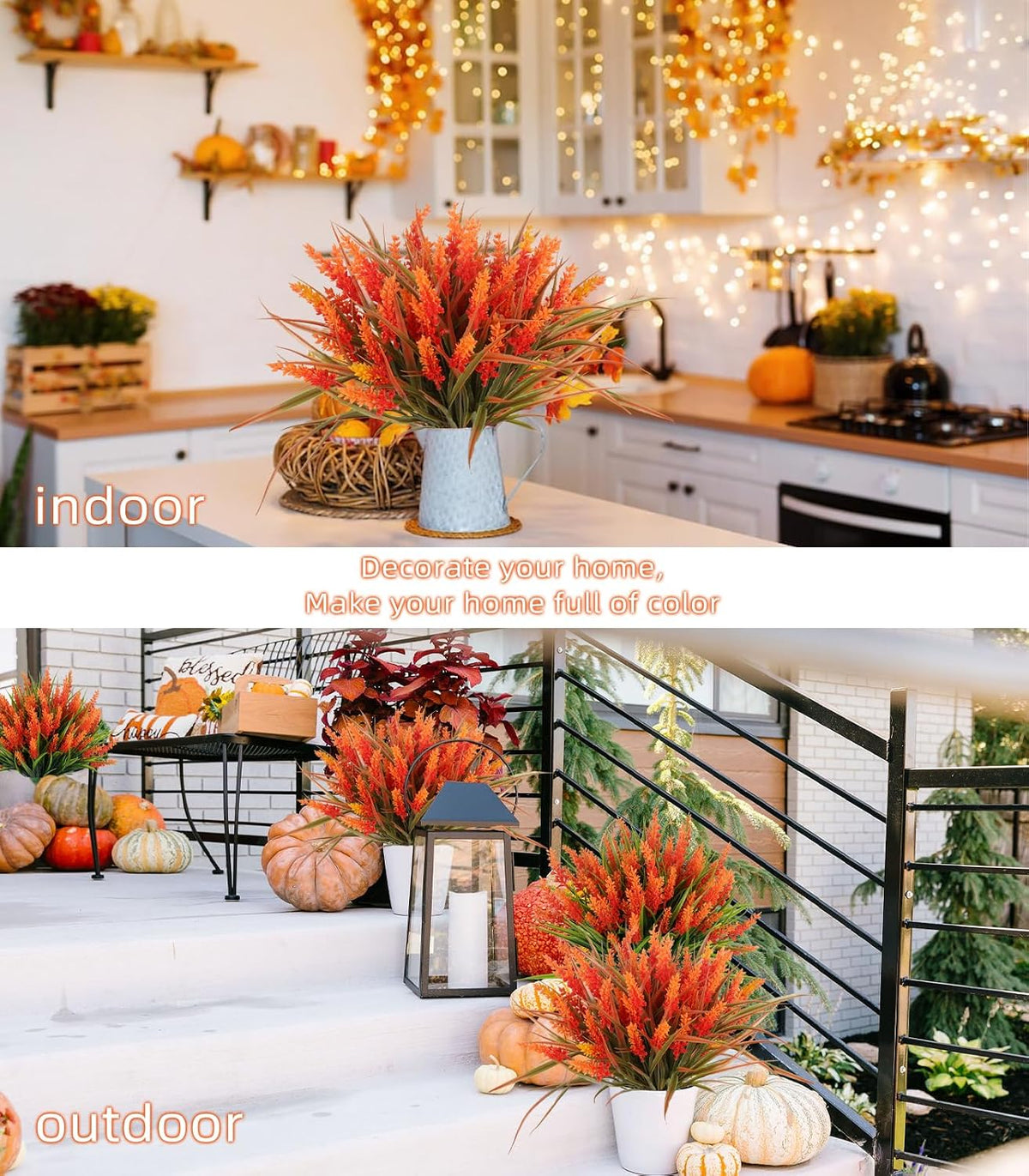 12Pcs Artificial Fall Mum Flower Plant Outdoors Faux Plastic Shrub