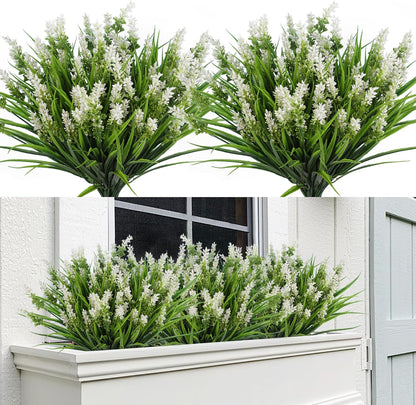 12Pcs Artificial Fall Mum Flower Plant Outdoors Faux Plastic Shrub