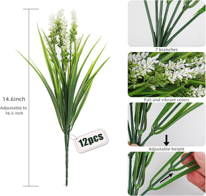 12Pcs Artificial Fall Mum Flower Plant Outdoors Faux Plastic Shrub